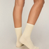 3 Pair Cotton Pointelle Crew Socks, Yellow