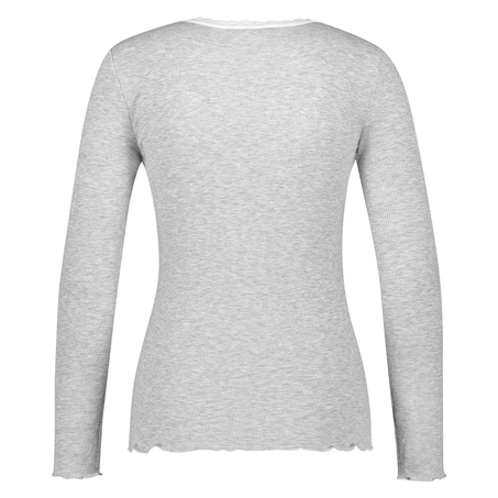 LS ribbed top R-neck, Gray