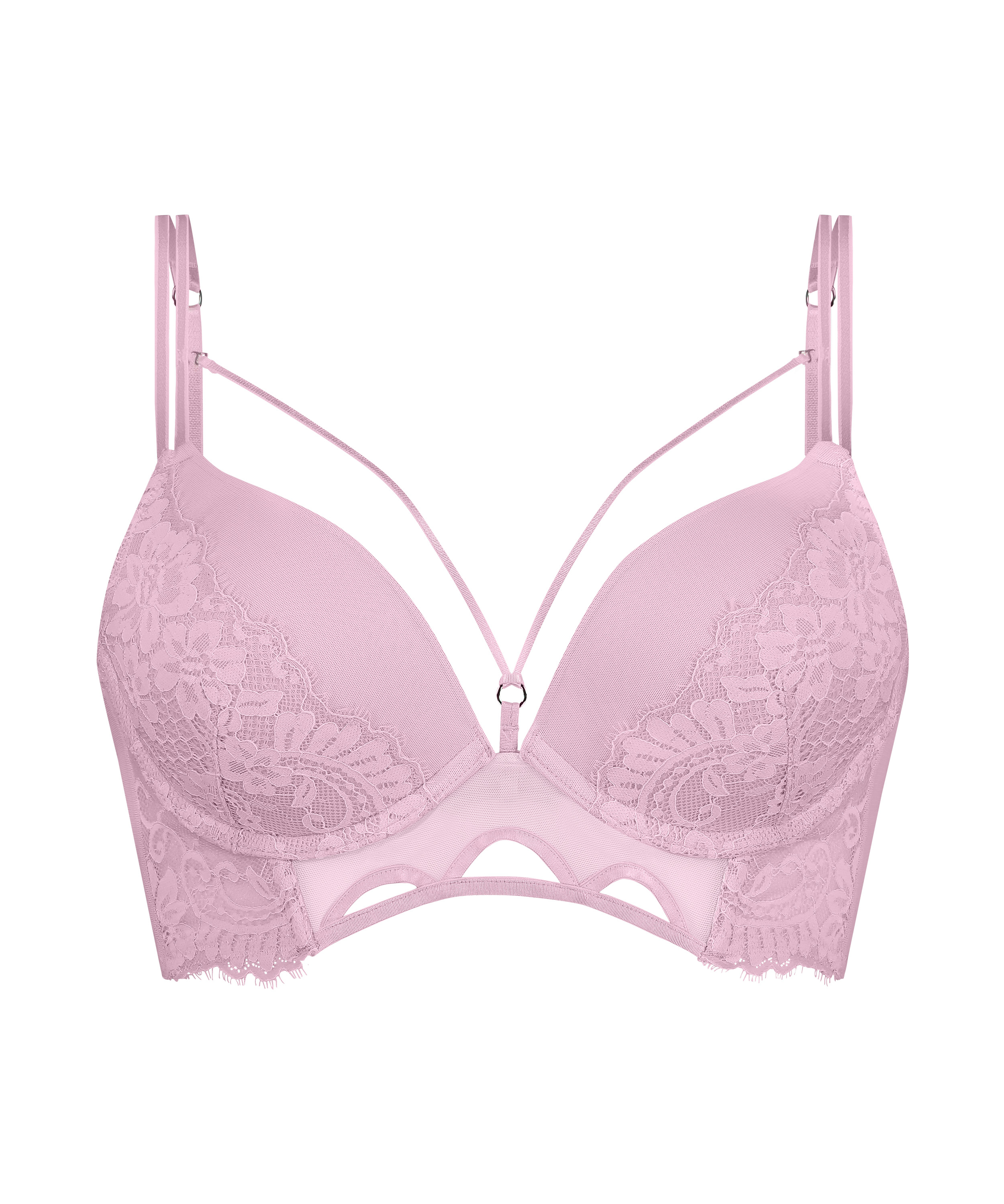 Lidia Padded Longline Push-Up Underwired Bra, Pink, main