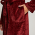 Short Fleece Ribbed Bathrobe, Brown