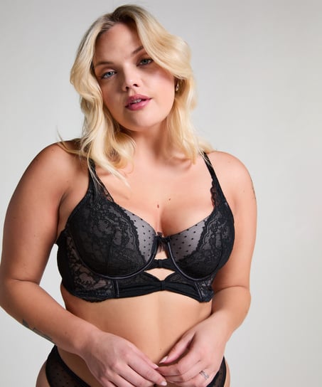 Juliette Padded Longline Underwired Bra, Black