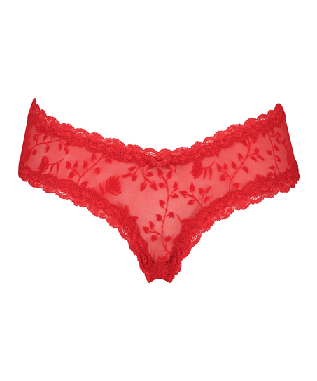 V-shaped Brazilian knickers mesh, Red