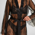 Long Allover Lace Kimono, Black