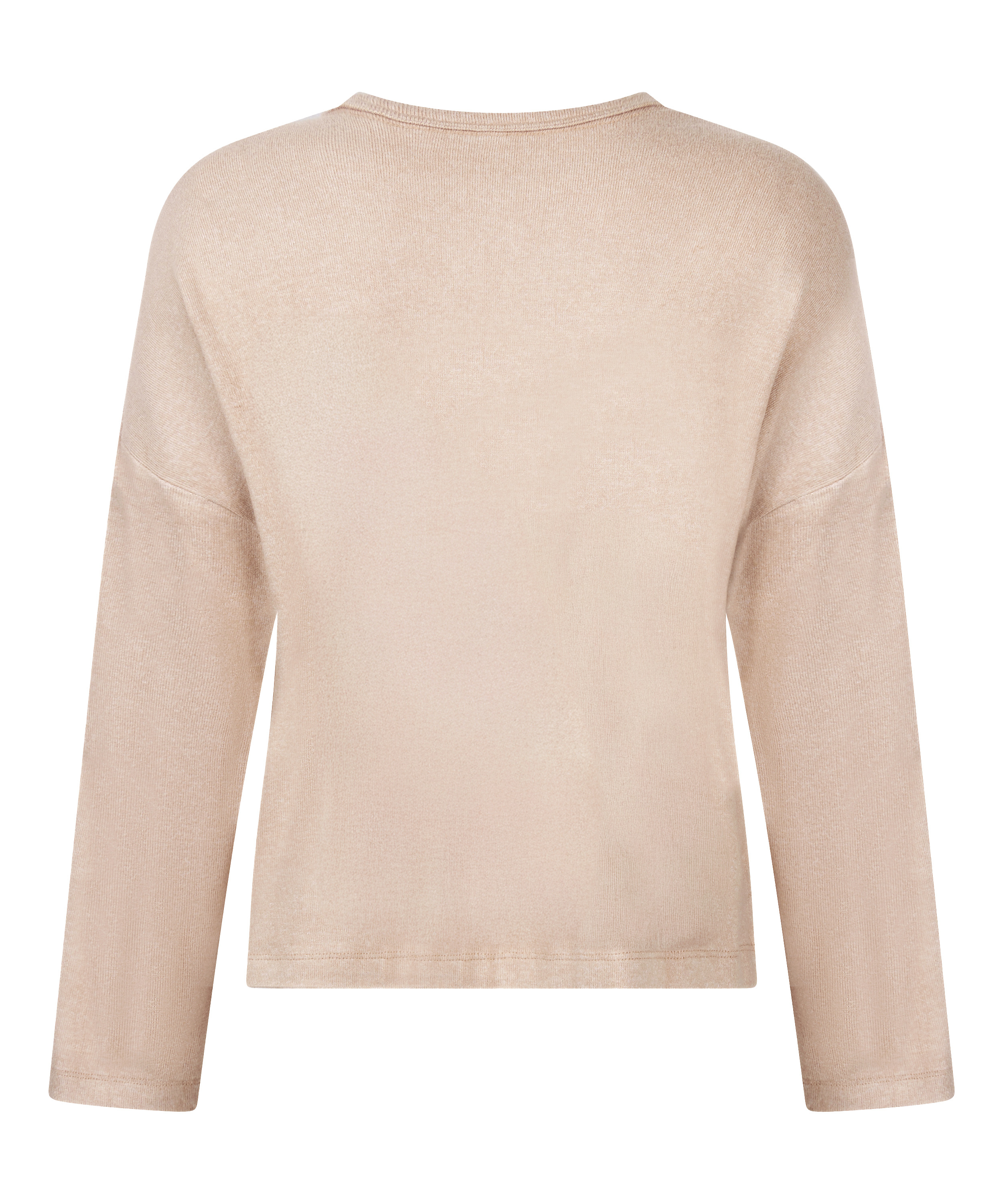 Jersey Long-Sleeved Pyjama Top, Beige, main