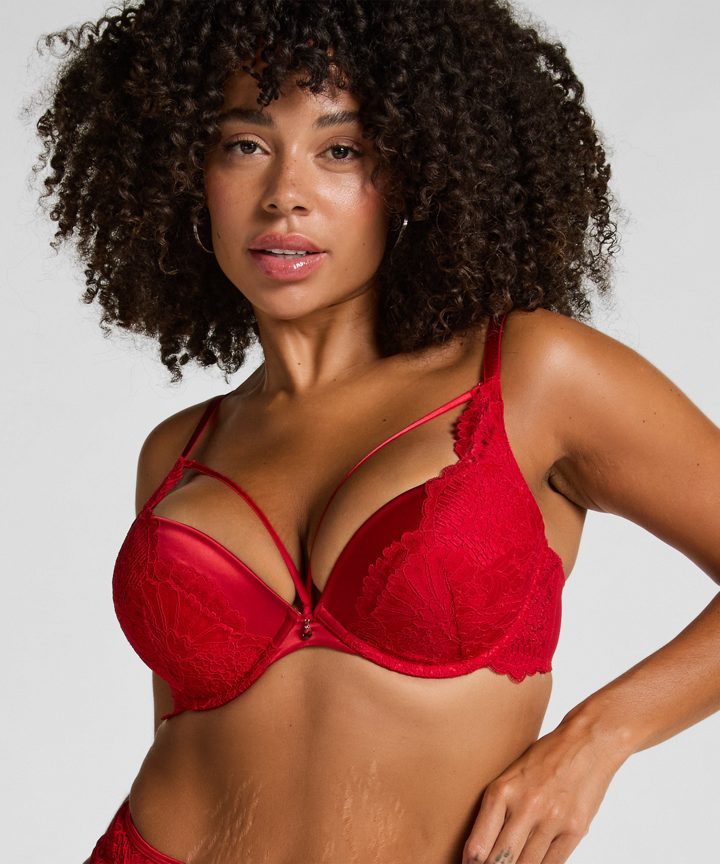 Whitney Padded Underwired Maximizer Bra, Red, main