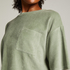 Short-sleeve velours top, Green