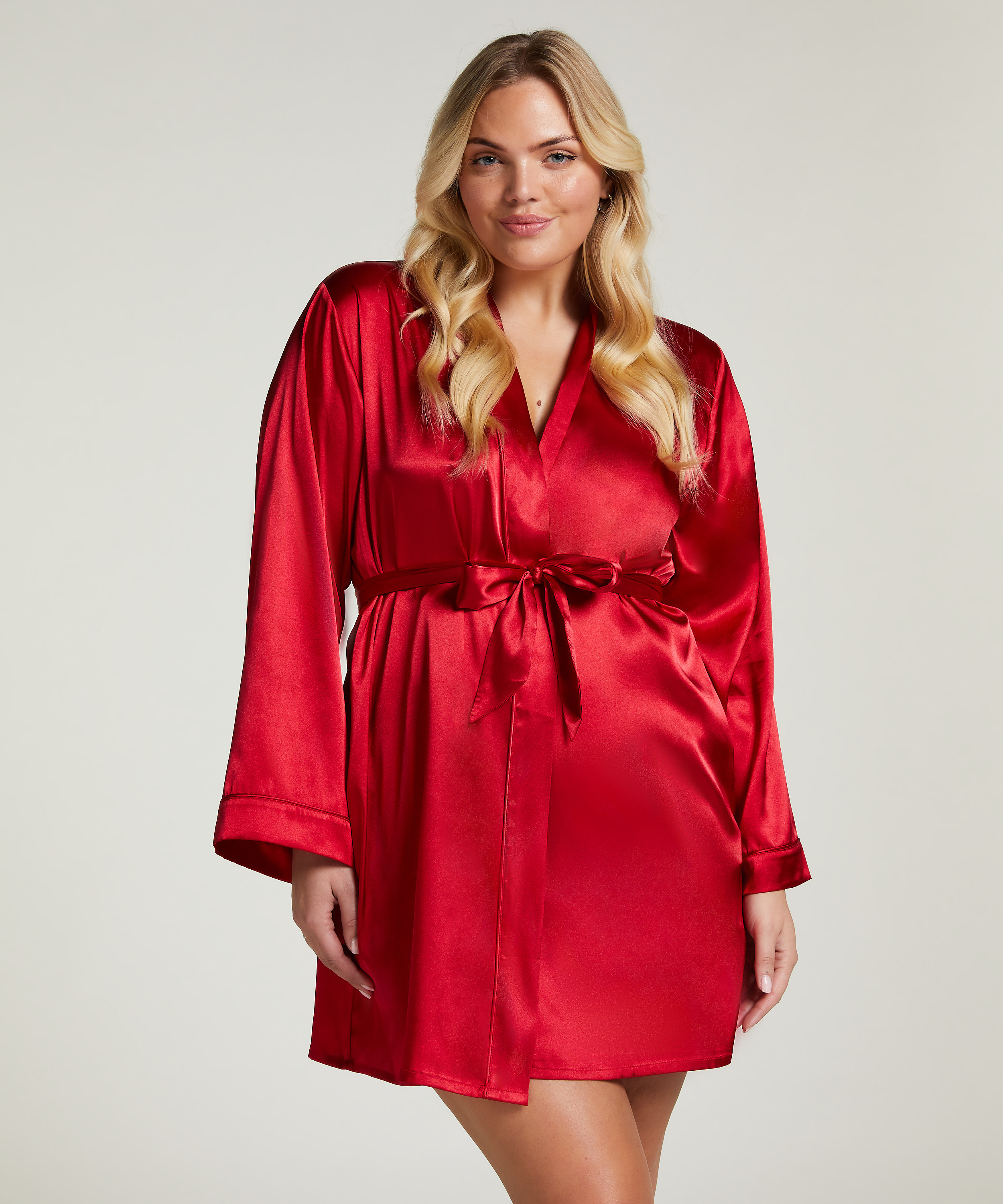 Satin Kimono, Red, main