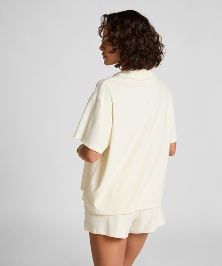 Towel Texture Button-Up Shirt, White
