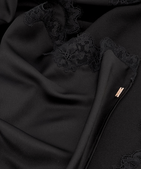 Satin Slip Dress, Black
