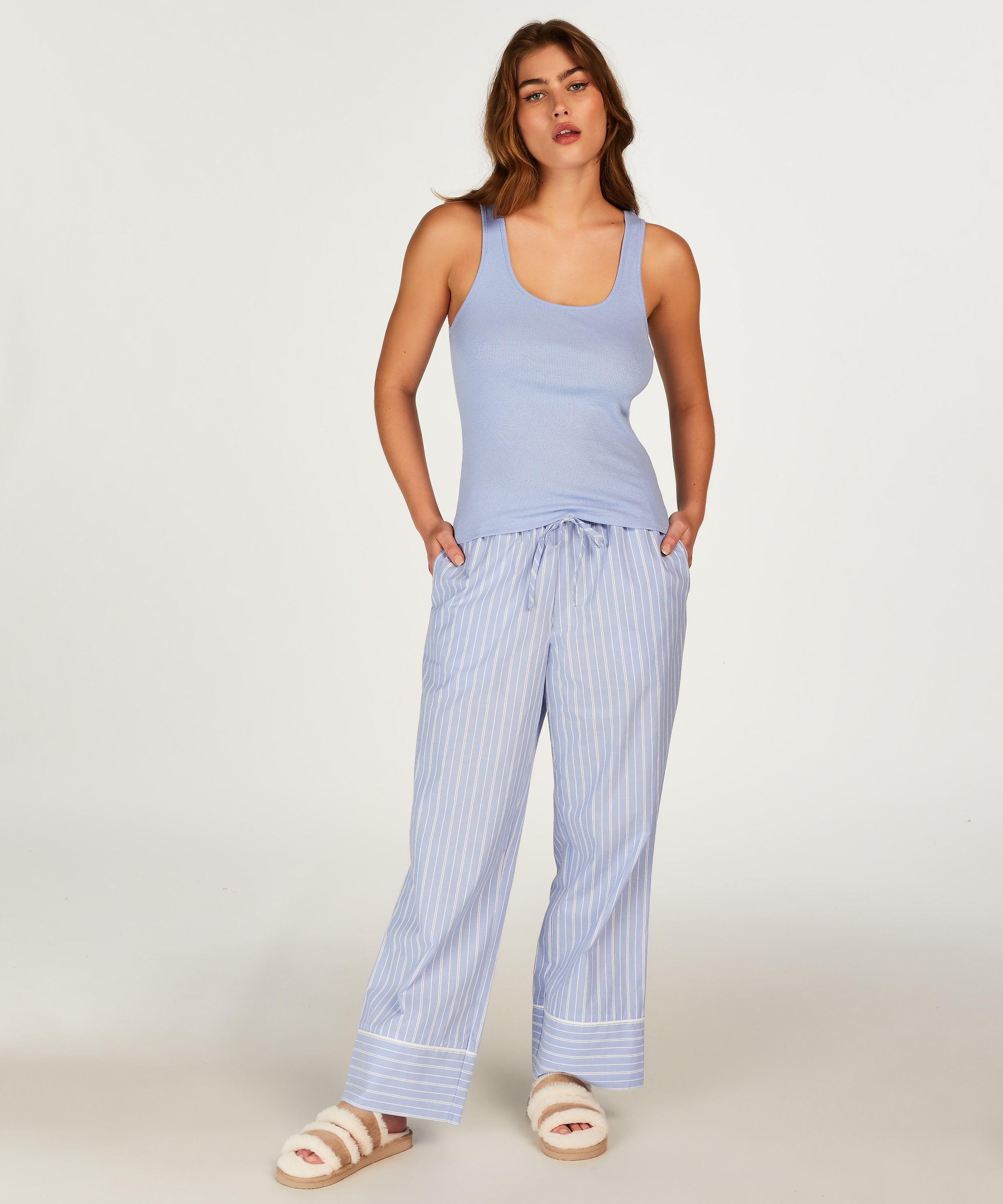 Cotton Pyjama Pants, Blue, main