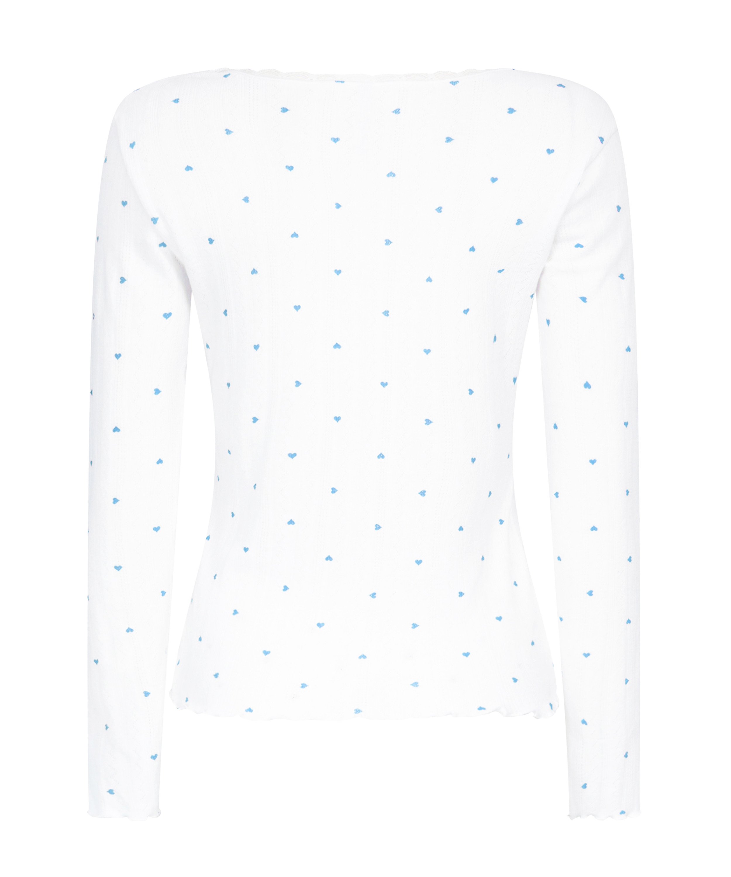 Pointelle Pyjama Top, Blue, main