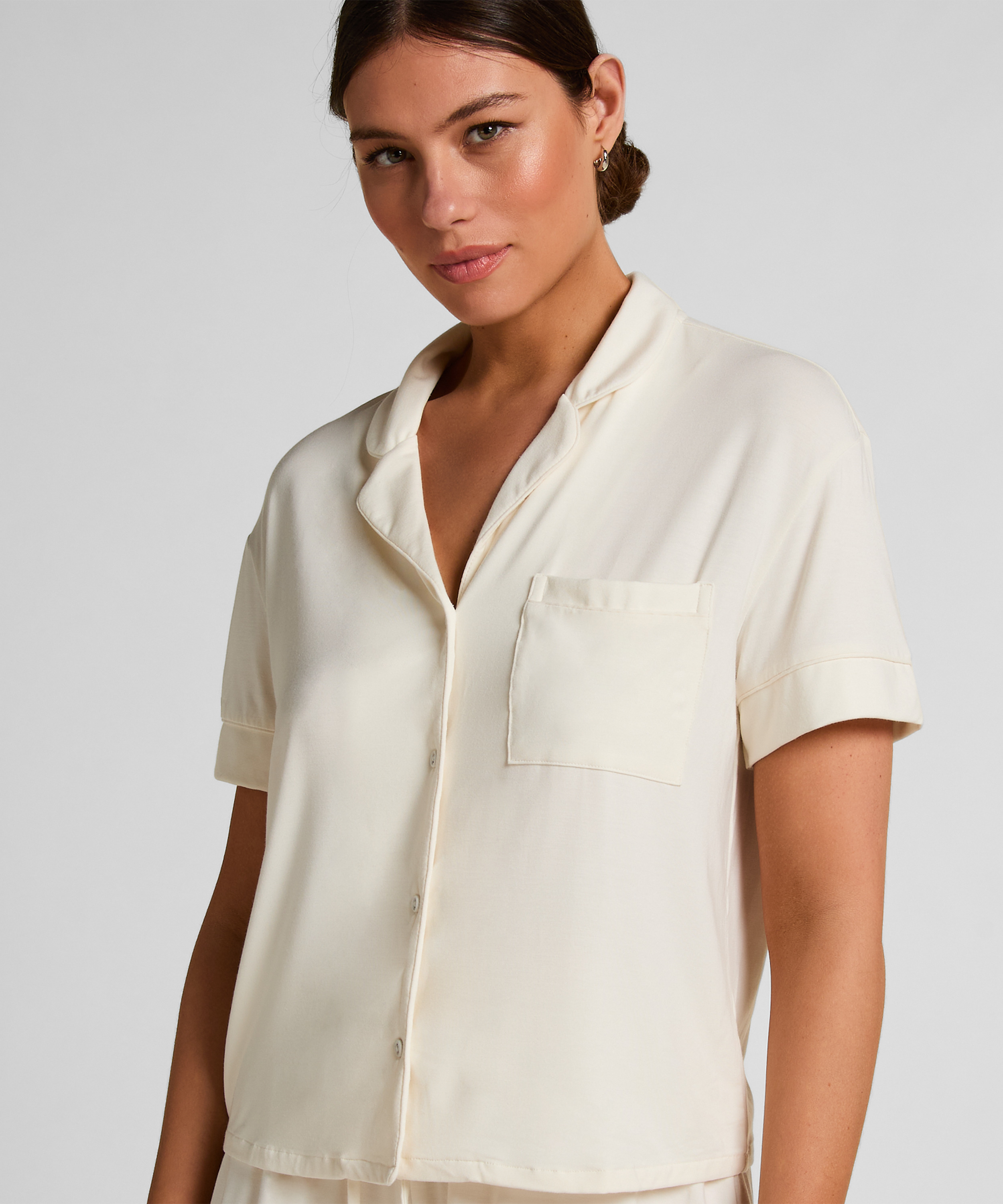 Pyjama Jacket Jersey Essential, White, main