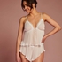 Chiffon Plisse Cami Set, White