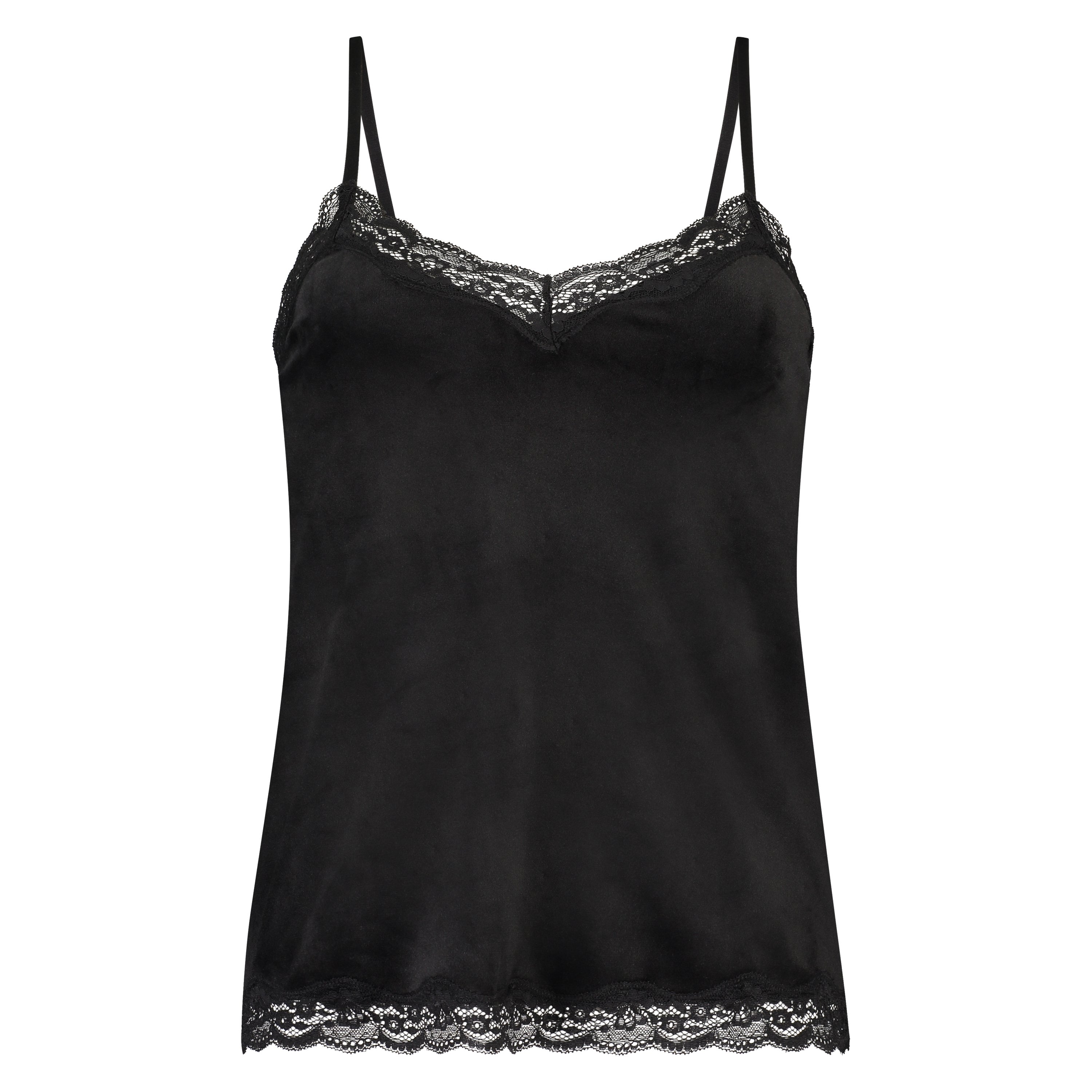 Velours Lace Cami Top, Black, main