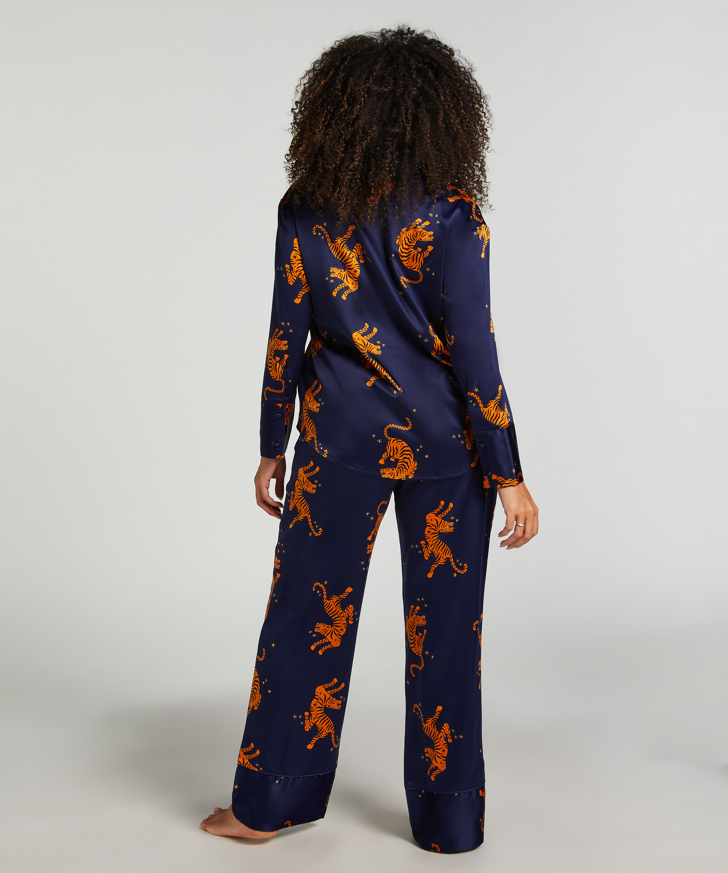 Satin Long-Sleeved Jacket, Blue, main