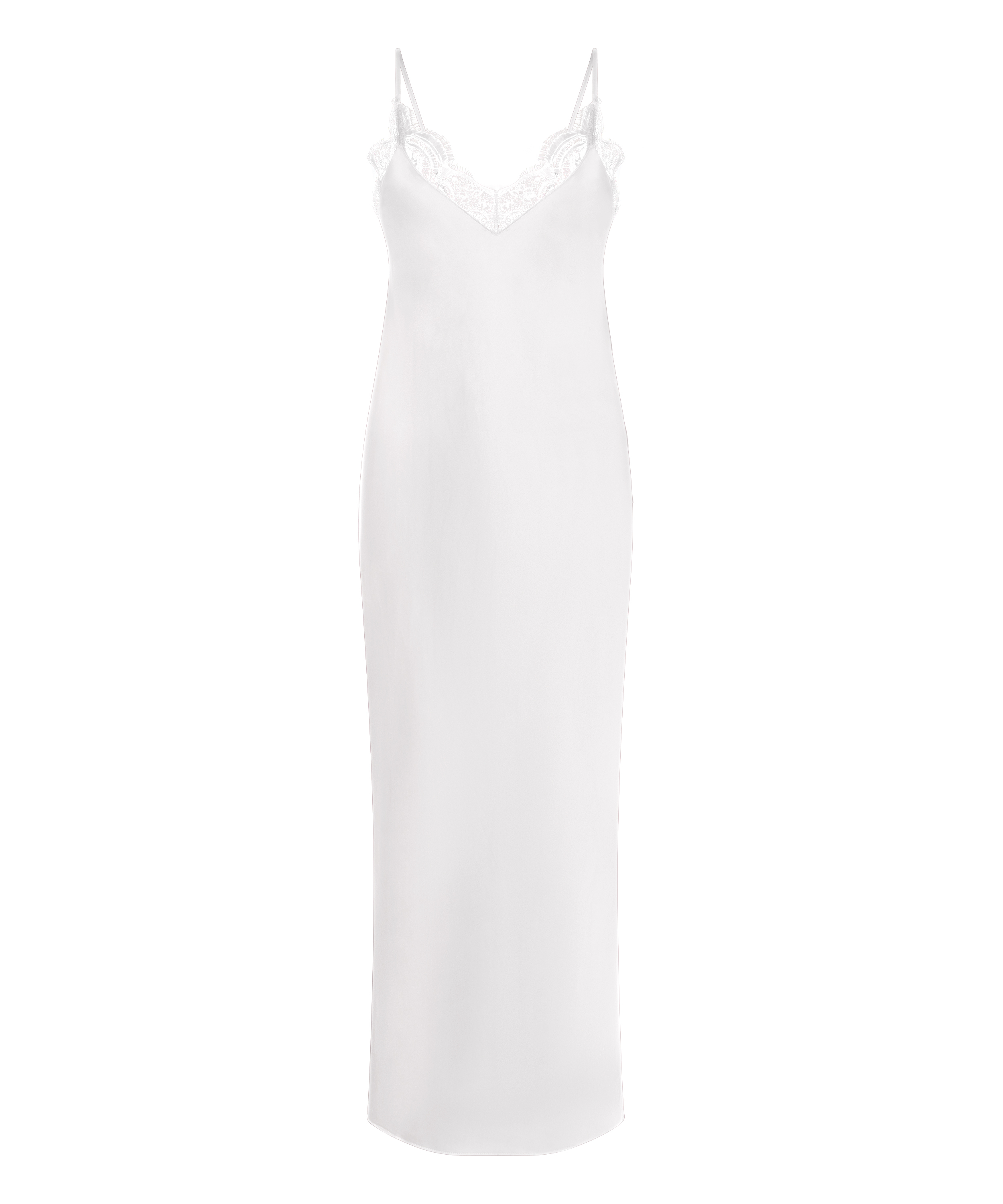 Slipdress Long Satin, White, main
