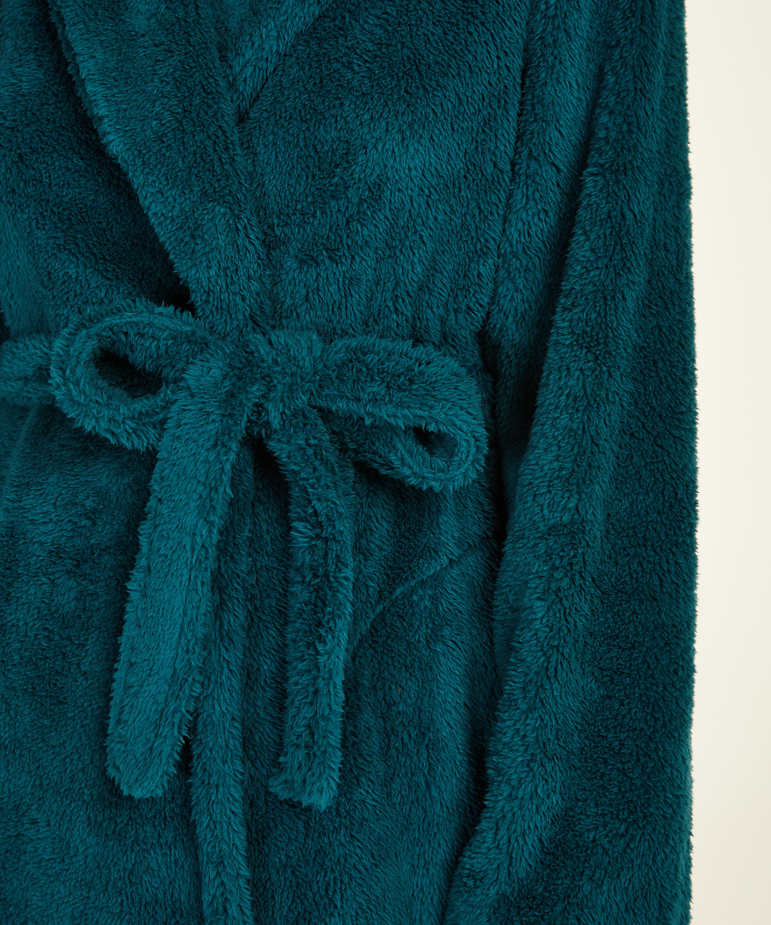 Long Fleece Bathrobe, Blue, main