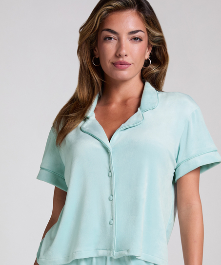 Short Sleeve Velour Jacket, Green