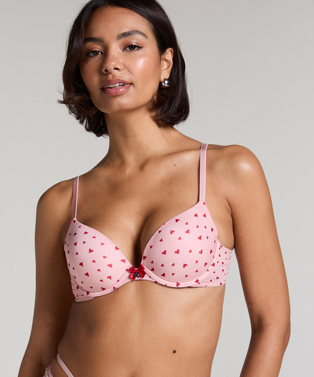 Plunge Padded Underwired Bra, Pink