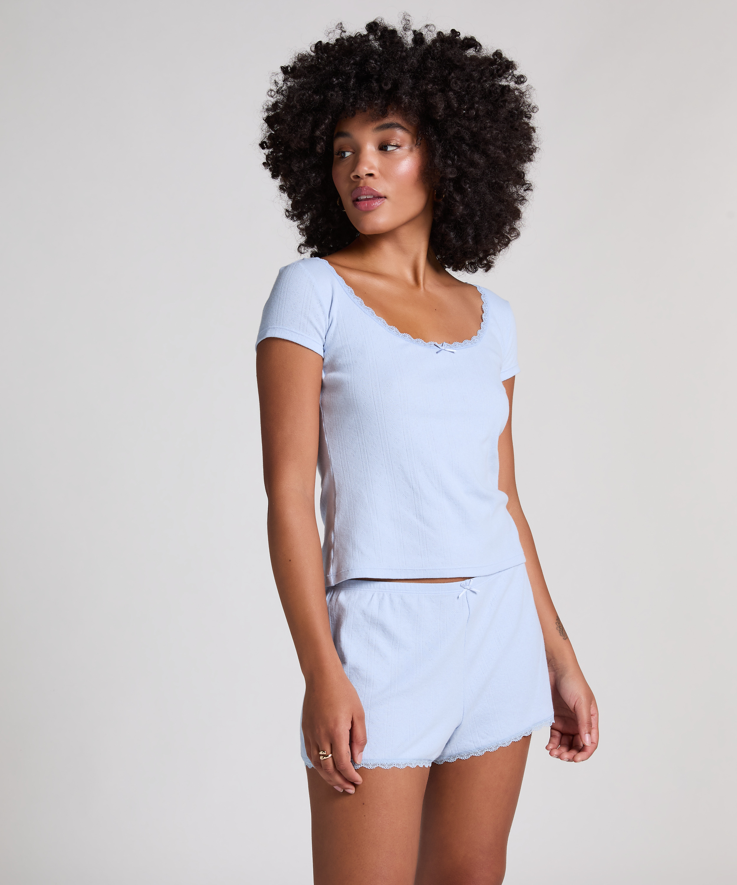 Pointelle Top, Blue, main