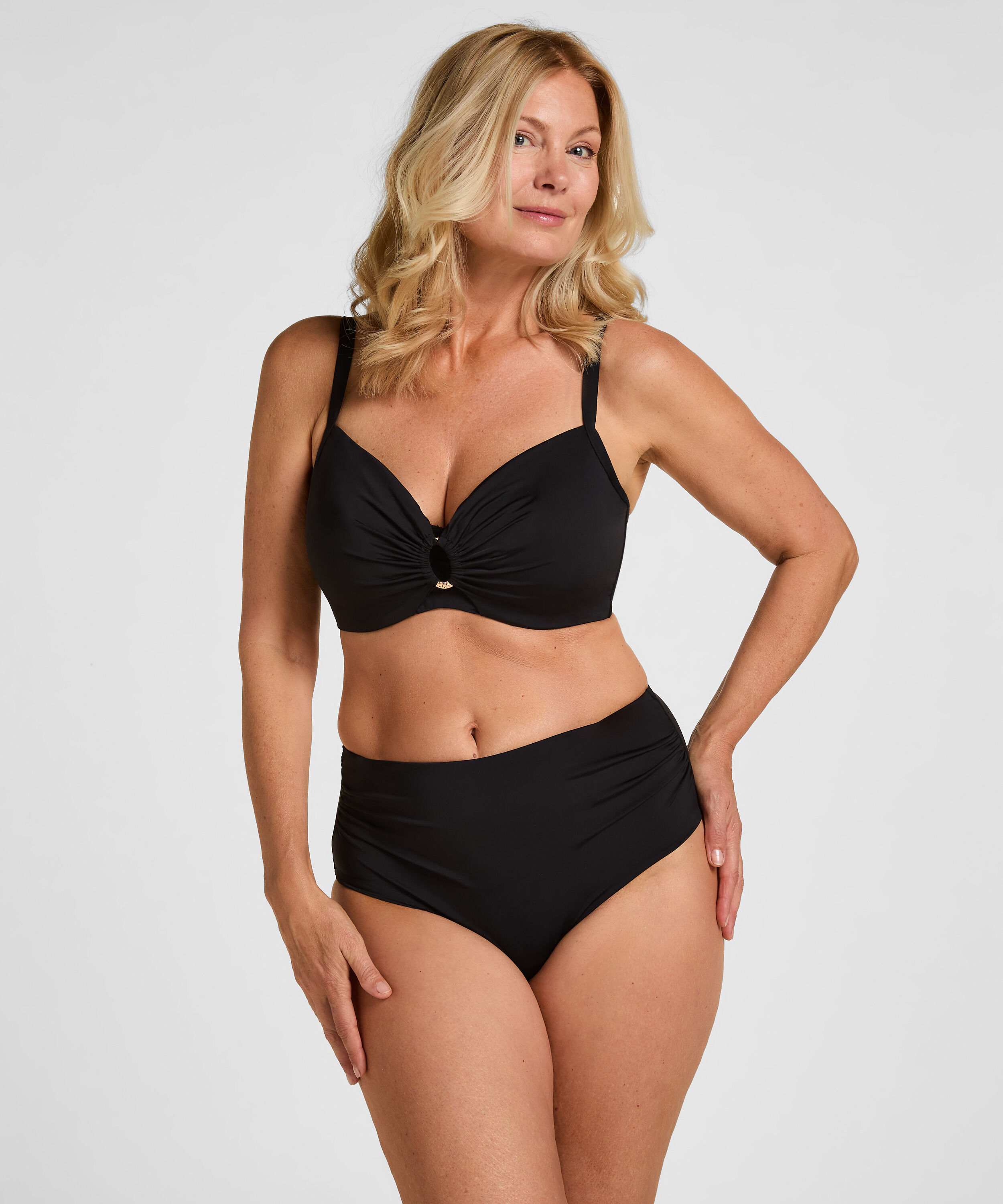High-Waisted Shaping Bikini Bottom Luxe, Black