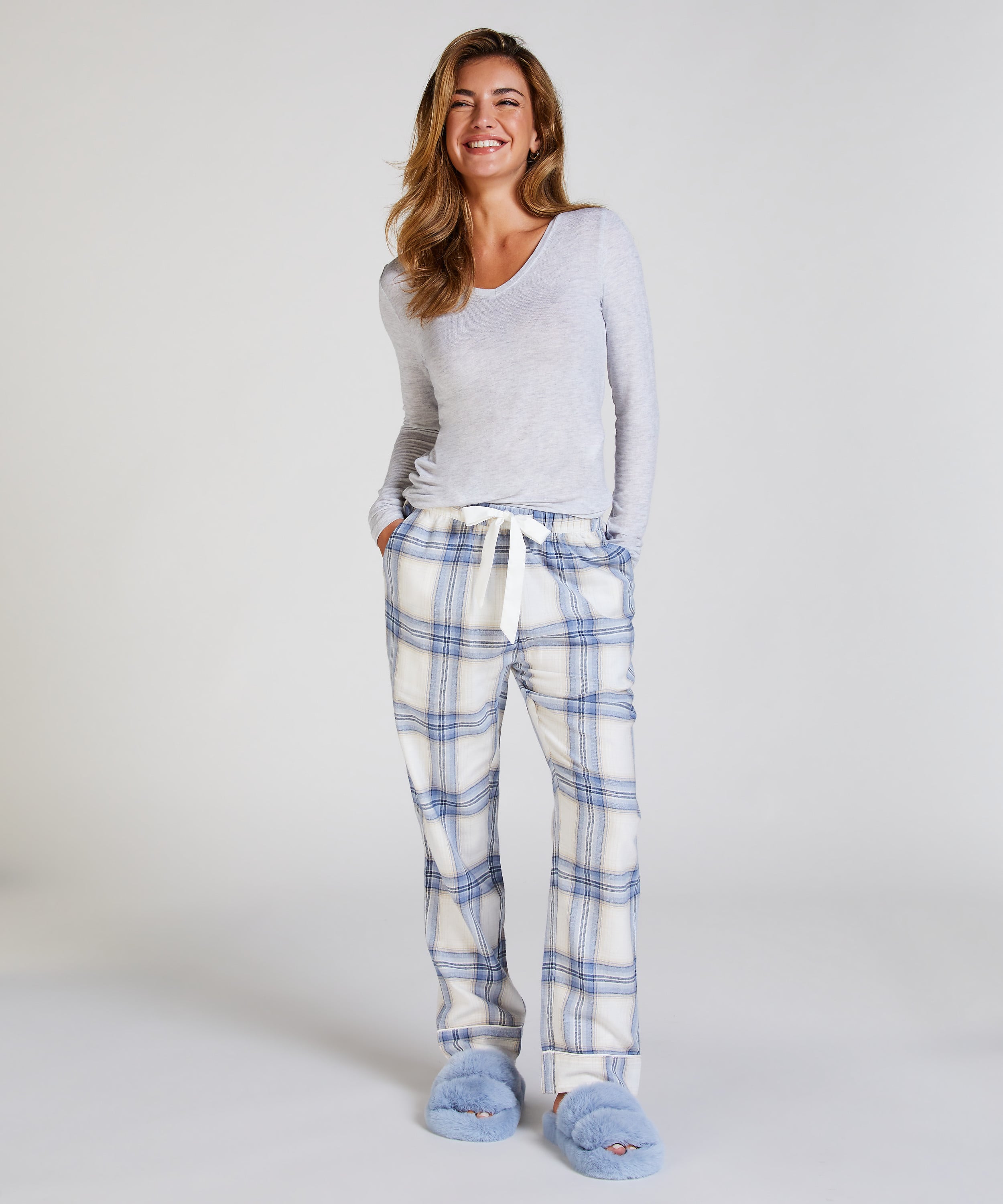 Flannel Pyjama Pants, Blue, main