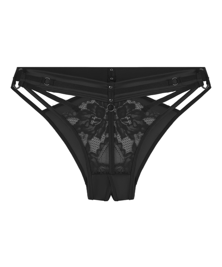 Emmeline Open Crotch Brazilian, Black