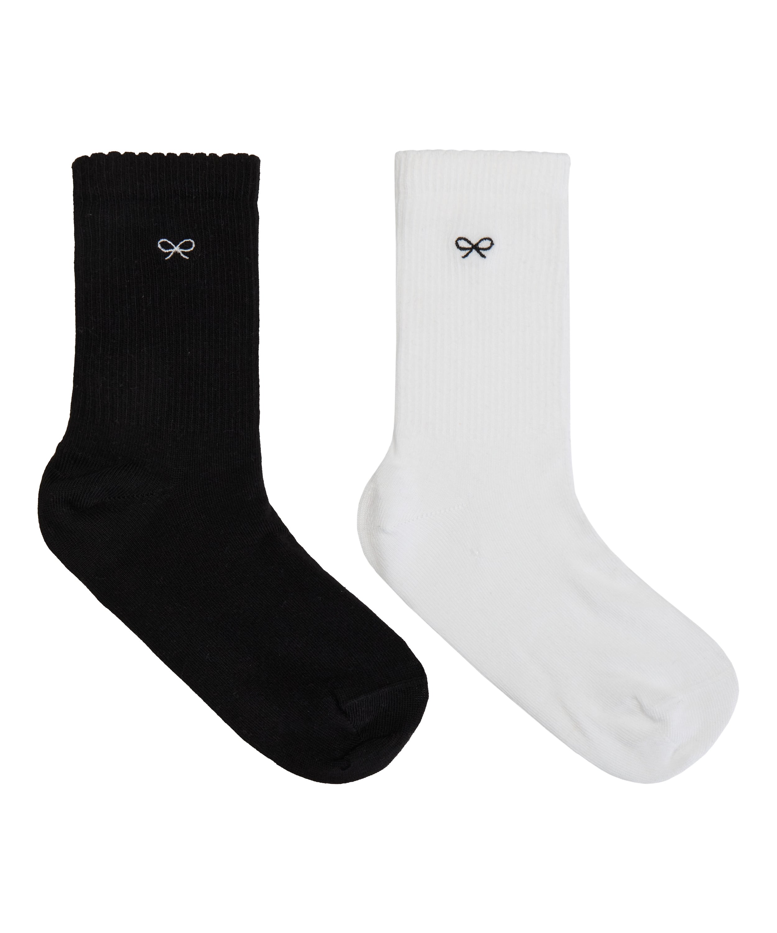 2 Pair Cotton Crew Socks, White, main