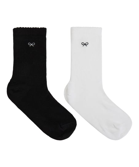 2 Pair Cotton Crew Socks, White