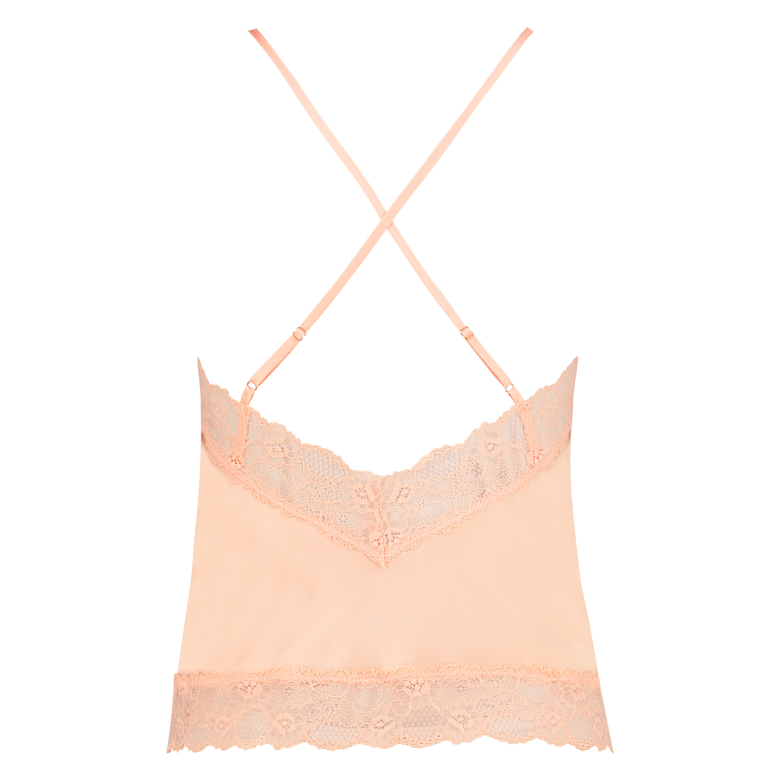 Satin Lace cami top, Orange, main