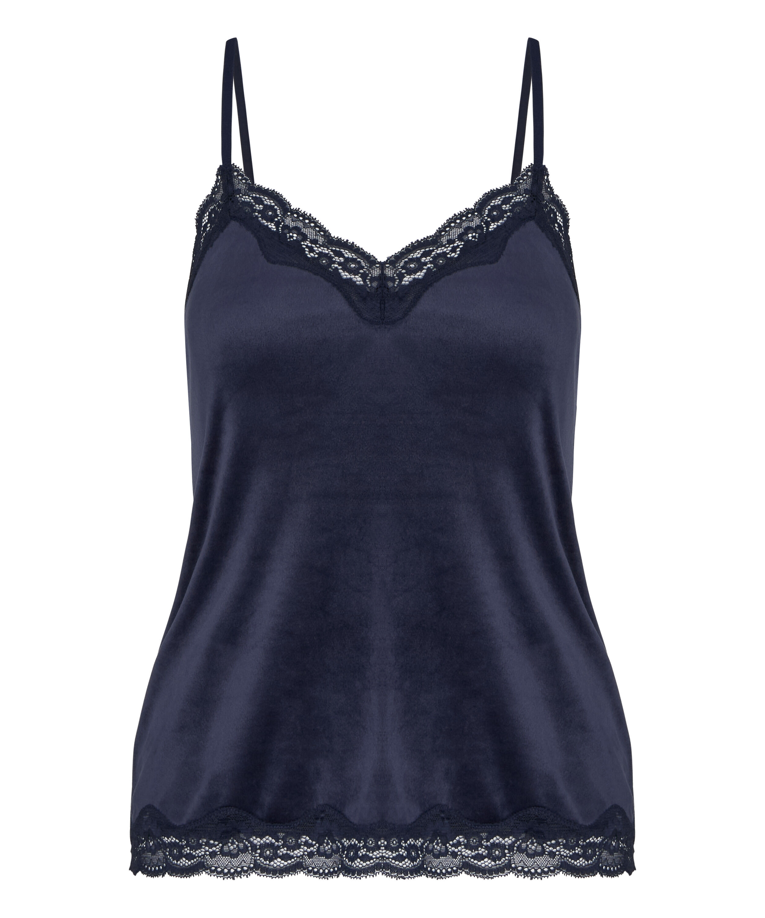 Velours Lace Cami Top, Blue