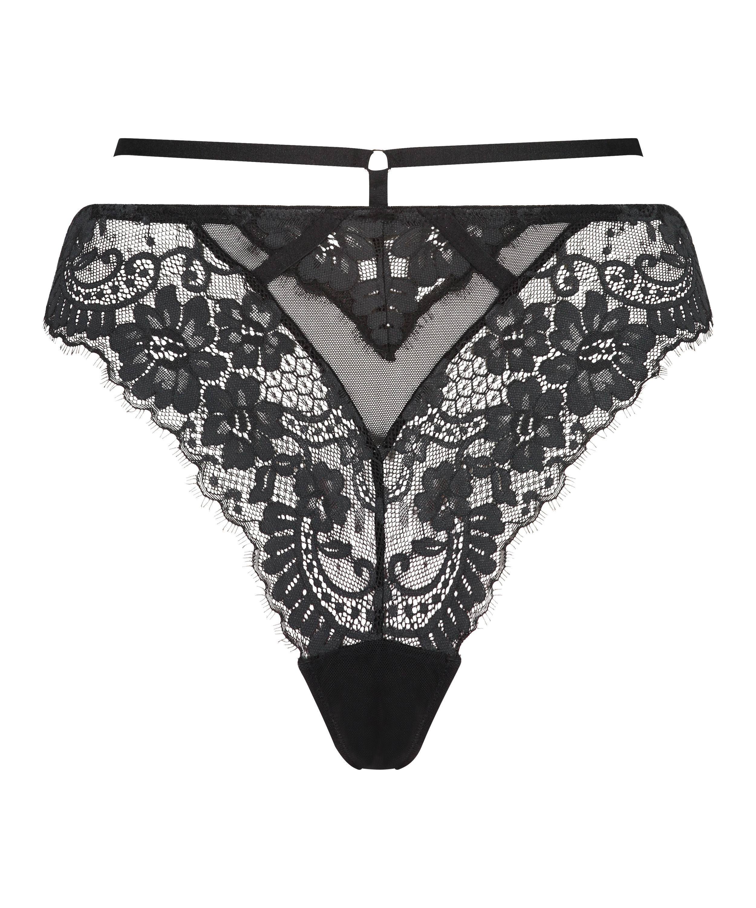 Lidia  High Leg Thong, Black, main