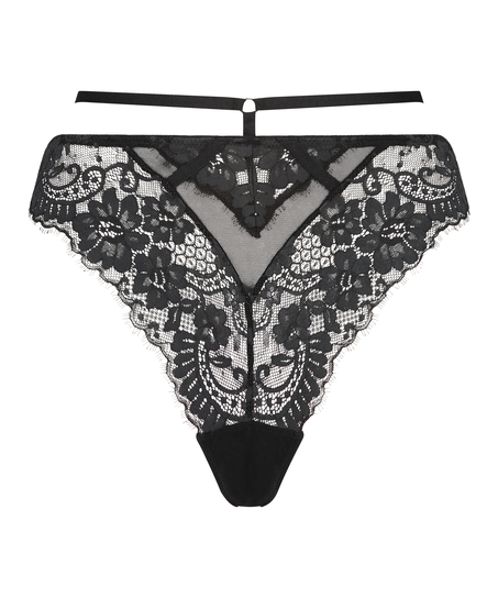 Lidia  High Leg Thong, Black