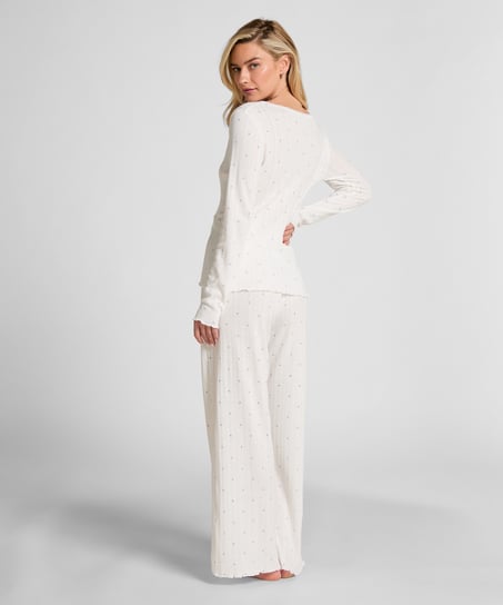 Pointelle Pyjama Top, Blue