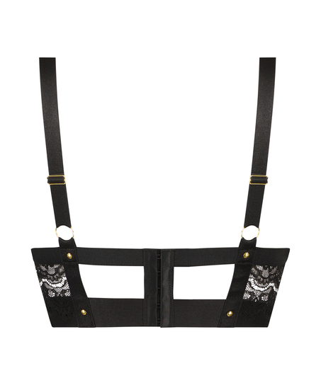 Occult padded longline push-up underwired bra, Black