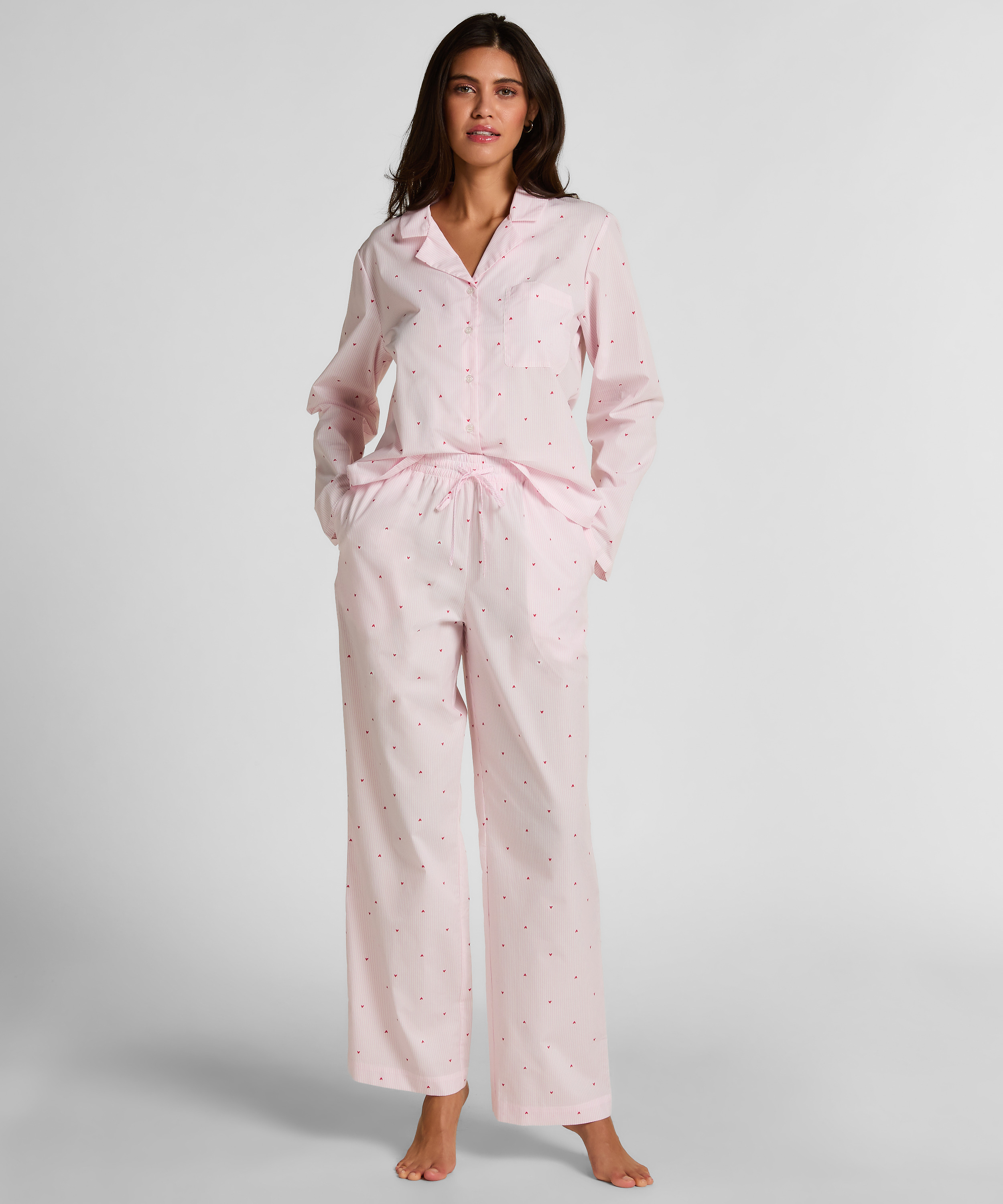 Pant Cotton Stripe Heart, White, main