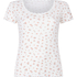 Ribbed Lace Short-sleeved Top, White