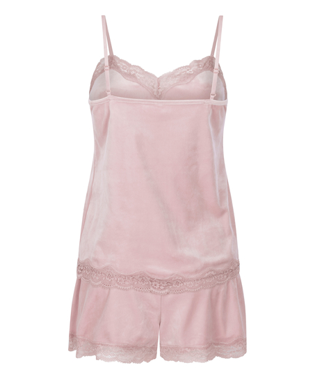 Velours Lace Cami Top, Pink