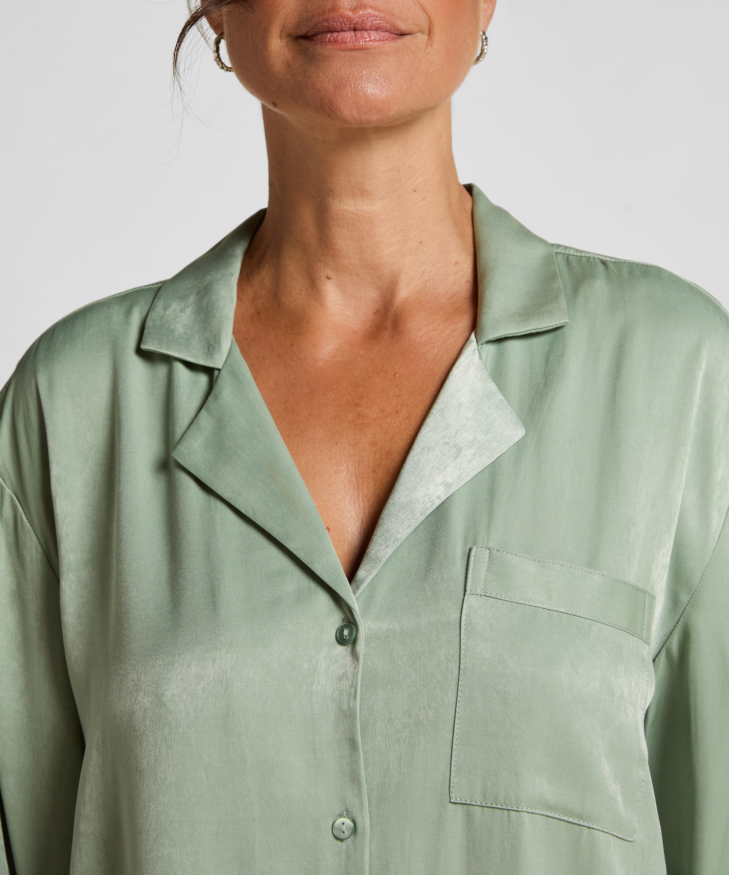 Shirtdress Satin Ayla, Green, main