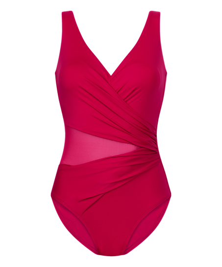 Shaping Shell Mesh Swimsuit, Pink