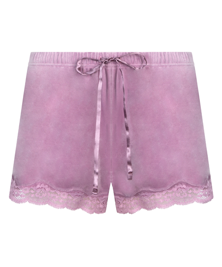 Velvet lace shorts, Purple
