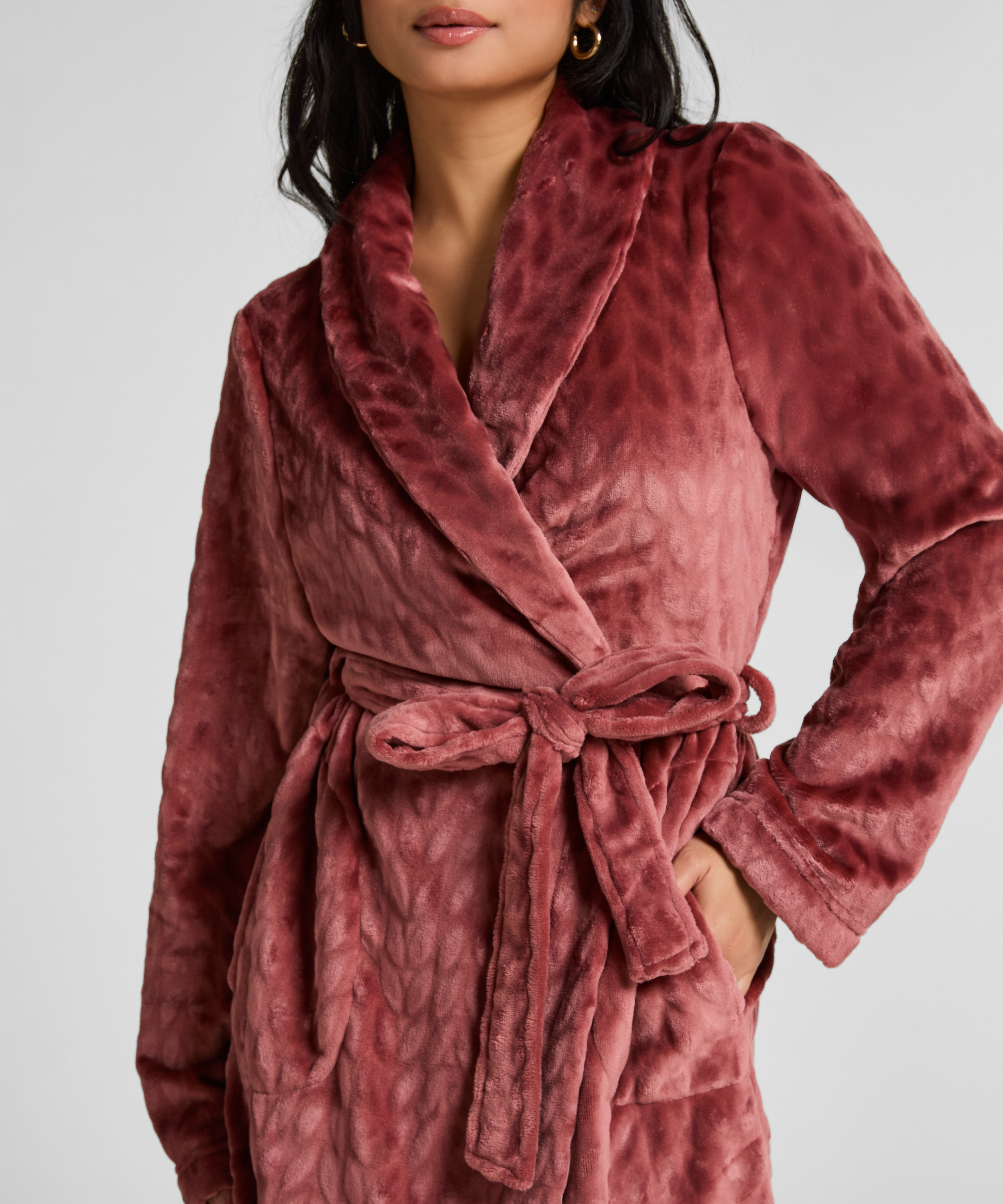 Fleece Bathrobe, Purple, main