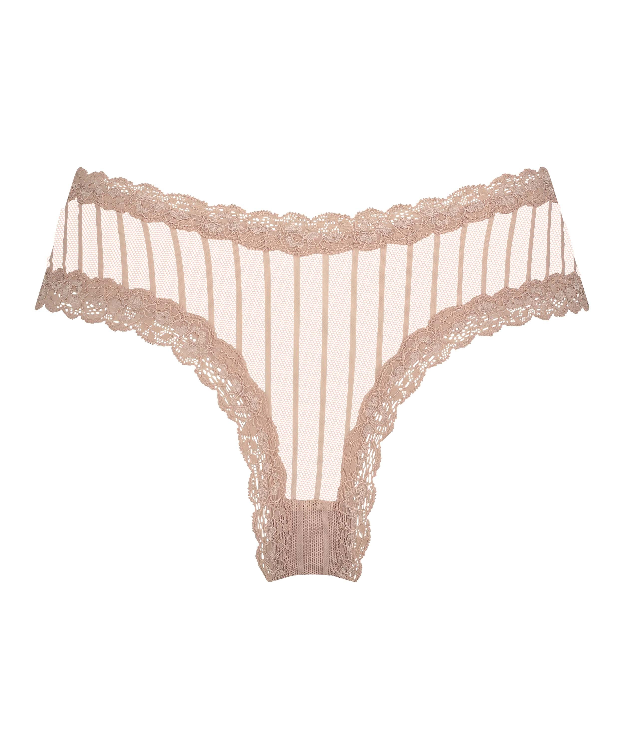 V-shaped Brazilian knickers mesh, Beige, main