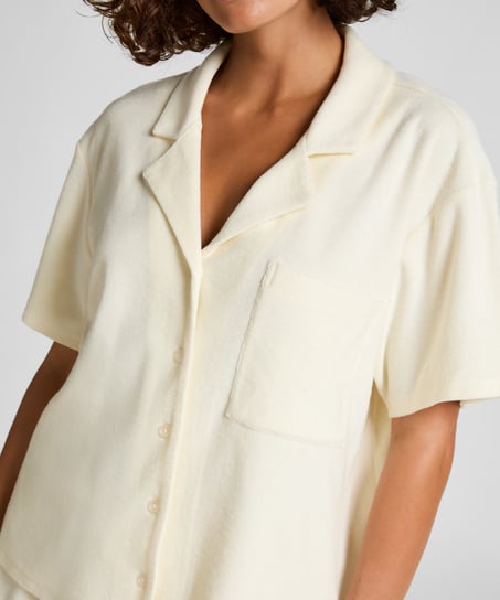 Towel Texture Button-Up Shirt, White