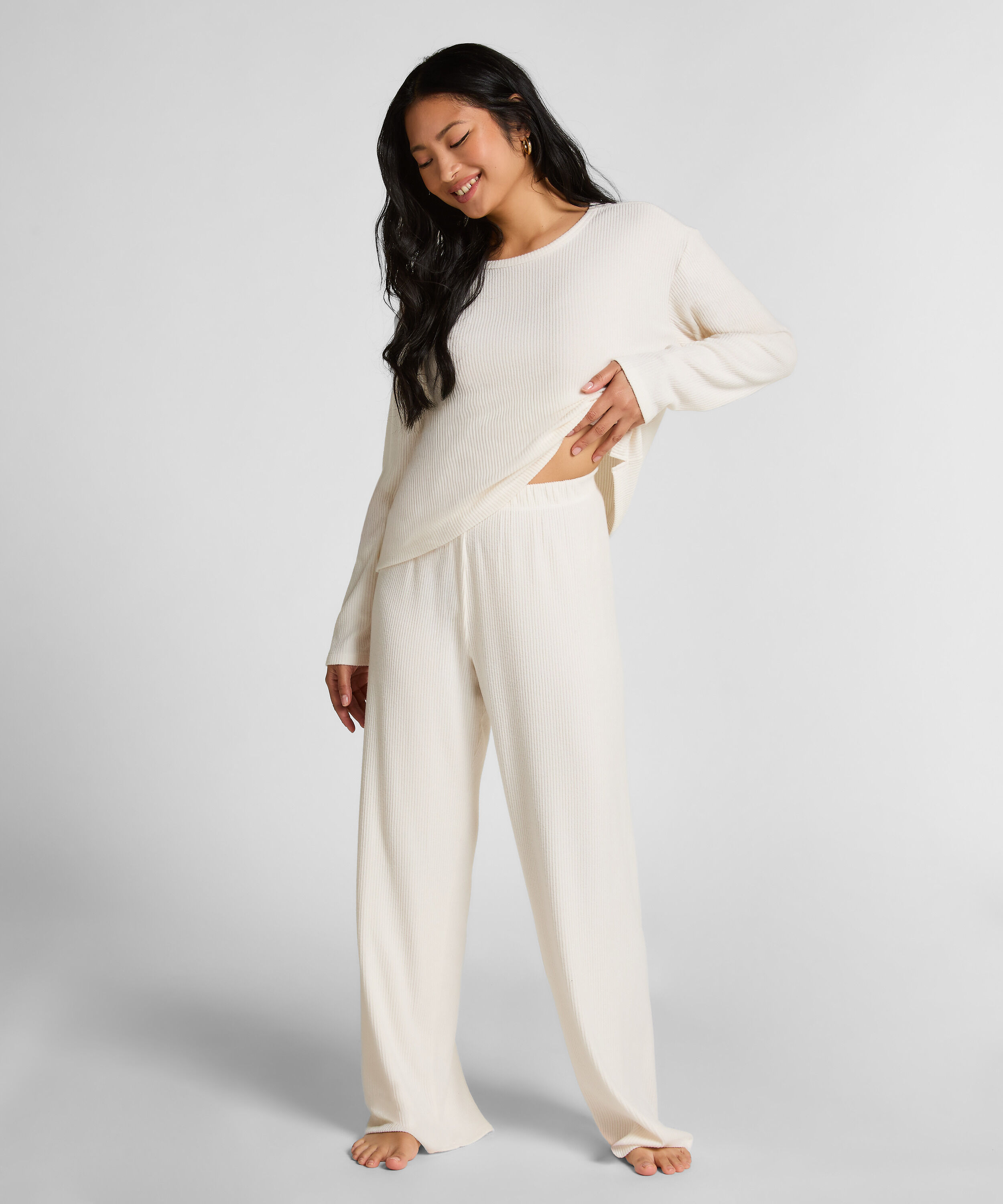 Brushed Jersey Trousers, White