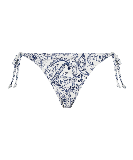 Paisley Brazilian tanga bikini bottoms, White