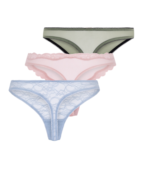 3-Pack Blooming Thong, Purple