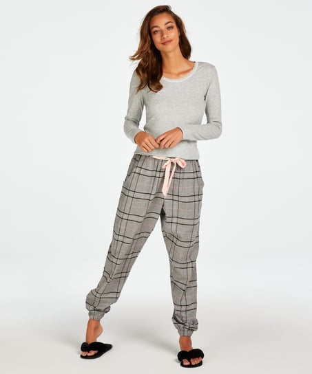 Petite Twill Check Pyjama Pants, Gray