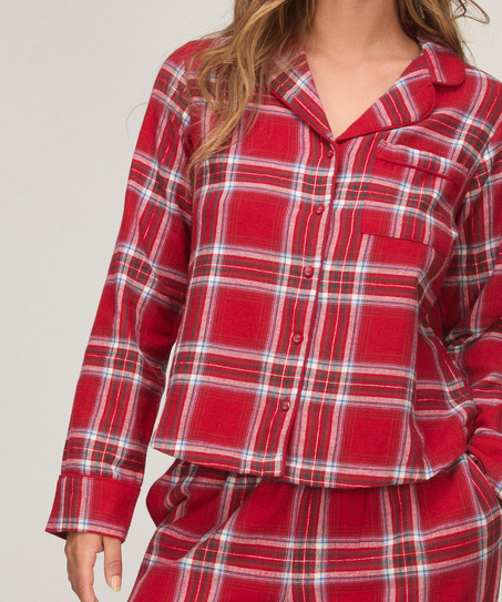 Flannel Pyjama Top, Red