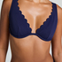 Scallop non-padded underwired bikini top, Blue